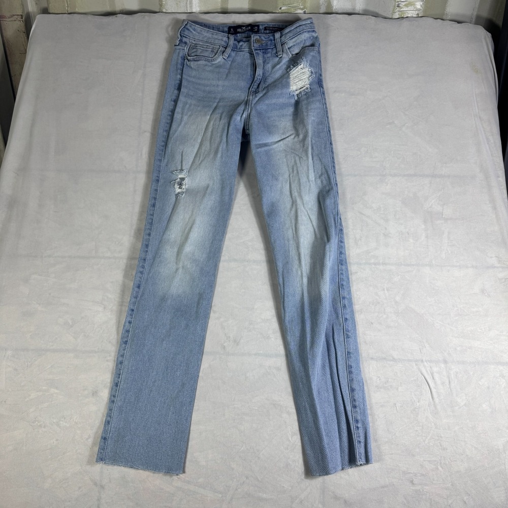VTG Hollister Womens Straight Jeans Blue Stretch Denim High Rise Slim Fit 25x28